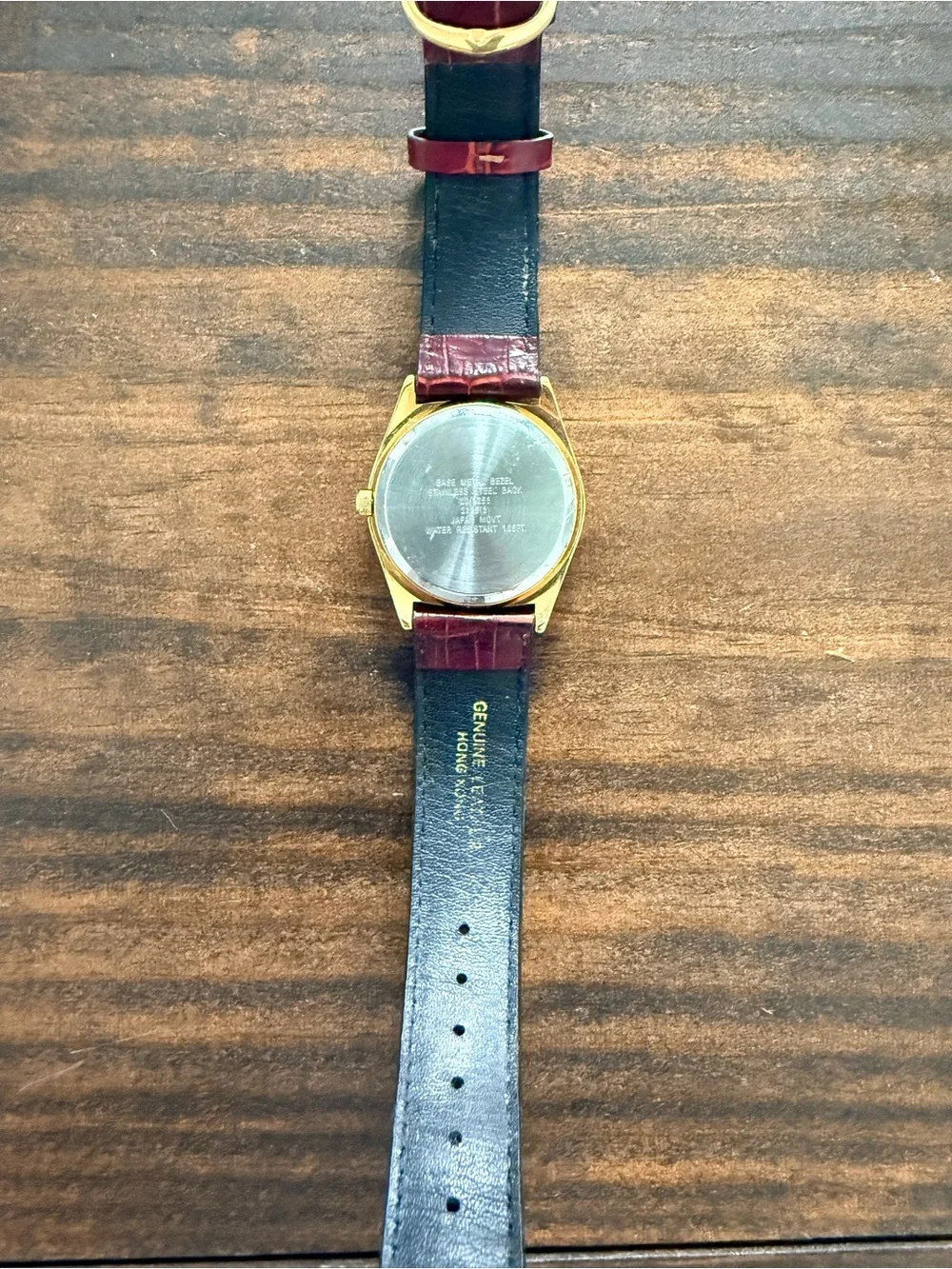 Armitron Gold-Tone Case Silver Dial with Burgundy Leather Strap Watch